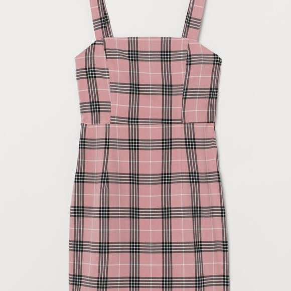 H&M Dresses & Skirts - Pink Plaid Checkered Mini Dress size 4 Summer Vacation Burberry-Inspired Print